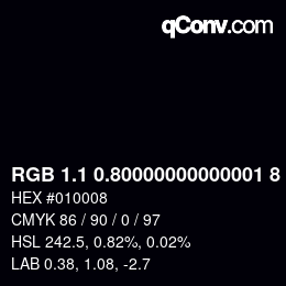 Farbcode: RGB 1.1 0.80000000000001 8 | qconv.com