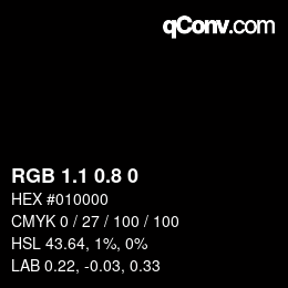 Color code: RGB 1.1 0.8 0 | qconv.com