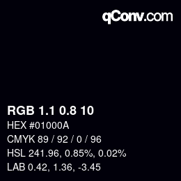 Color code: RGB 1.1 0.8 10 | qconv.com
