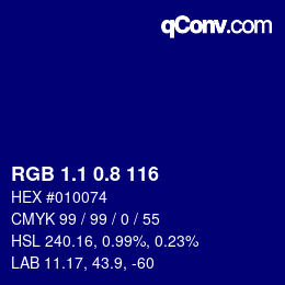 カラーコード: RGB 1.1 0.8 116 | qconv.com