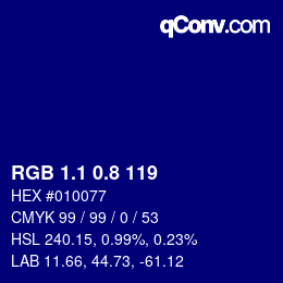 カラーコード: RGB 1.1 0.8 119 | qconv.com