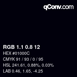 Color code: RGB 1.1 0.8 12 | qconv.com