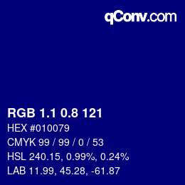 カラーコード: RGB 1.1 0.8 121 | qconv.com