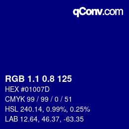 カラーコード: RGB 1.1 0.8 125 | qconv.com