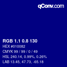 カラーコード: RGB 1.1 0.8 130 | qconv.com