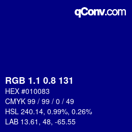 カラーコード: RGB 1.1 0.8 131 | qconv.com