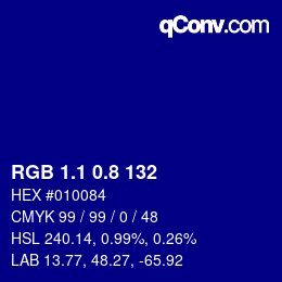 カラーコード: RGB 1.1 0.8 132 | qconv.com