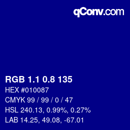 カラーコード: RGB 1.1 0.8 135 | qconv.com