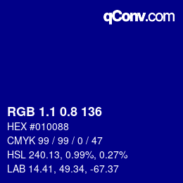 カラーコード: RGB 1.1 0.8 136 | qconv.com