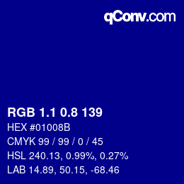 カラーコード: RGB 1.1 0.8 139 | qconv.com