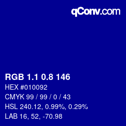 カラーコード: RGB 1.1 0.8 146 | qconv.com
