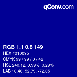 カラーコード: RGB 1.1 0.8 149 | qconv.com