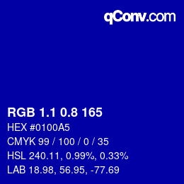 カラーコード: RGB 1.1 0.8 165 | qconv.com