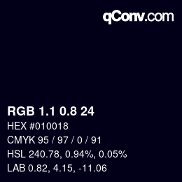 カラーコード: RGB 1.1 0.8 24 | qconv.com
