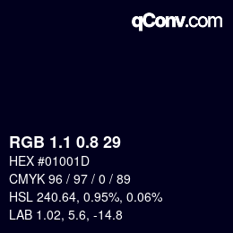 カラーコード: RGB 1.1 0.8 29 | qconv.com