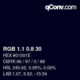 Color code: RGB 1.1 0.8 30 | qconv.com