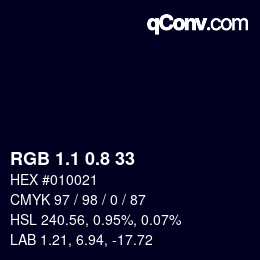 カラーコード: RGB 1.1 0.8 33 | qconv.com