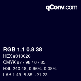 カラーコード: RGB 1.1 0.8 38 | qconv.com