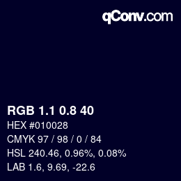 Farbcode: RGB 1.1 0.8 40 | qconv.com