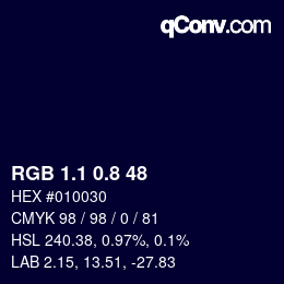 カラーコード: RGB 1.1 0.8 48 | qconv.com