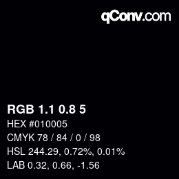 Farbcode: RGB 1.1 0.8 5 | qconv.com