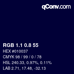 カラーコード: RGB 1.1 0.8 55 | qconv.com