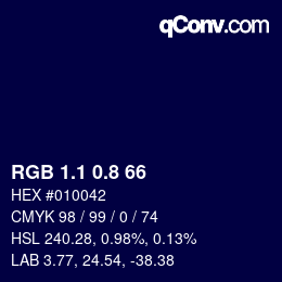 カラーコード: RGB 1.1 0.8 66 | qconv.com