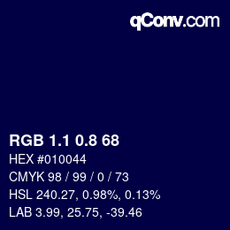 カラーコード: RGB 1.1 0.8 68 | qconv.com