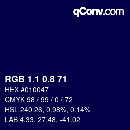 カラーコード: RGB 1.1 0.8 71 | qconv.com