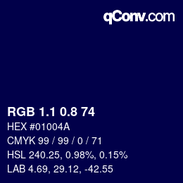 カラーコード: RGB 1.1 0.8 74 | qconv.com