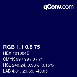 カラーコード: RGB 1.1 0.8 75 | qconv.com