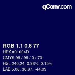 カラーコード: RGB 1.1 0.8 77 | qconv.com
