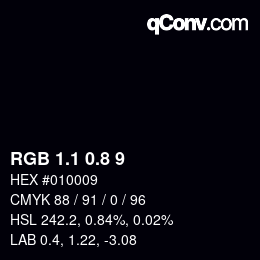 カラーコード: RGB 1.1 0.8 9 | qconv.com