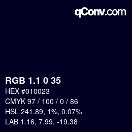 カラーコード: RGB 1.1 0 35 | qconv.com