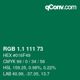 カラーコード: RGB 1.1 111 73 | qconv.com