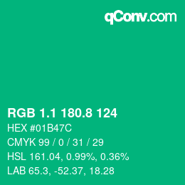カラーコード: RGB 1.1 180.8 124 | qconv.com