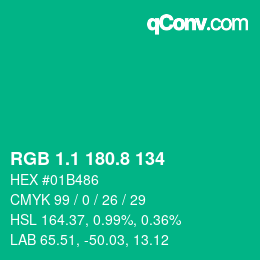 カラーコード: RGB 1.1 180.8 134 | qconv.com