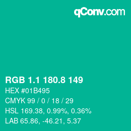 カラーコード: RGB 1.1 180.8 149 | qconv.com