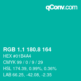 カラーコード: RGB 1.1 180.8 164 | qconv.com
