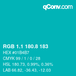カラーコード: RGB 1.1 180.8 183 | qconv.com