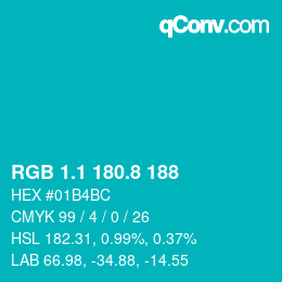 カラーコード: RGB 1.1 180.8 188 | qconv.com
