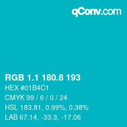 カラーコード: RGB 1.1 180.8 193 | qconv.com