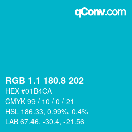 カラーコード: RGB 1.1 180.8 202 | qconv.com