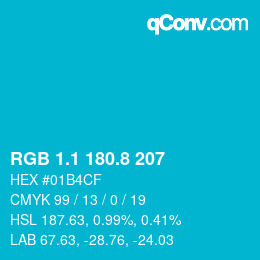 カラーコード: RGB 1.1 180.8 207 | qconv.com