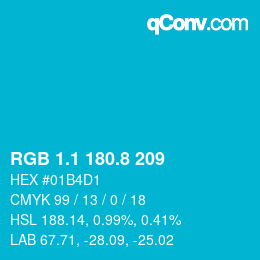カラーコード: RGB 1.1 180.8 209 | qconv.com
