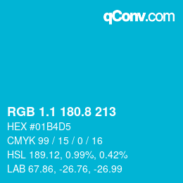 カラーコード: RGB 1.1 180.8 213 | qconv.com