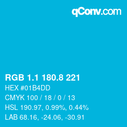 カラーコード: RGB 1.1 180.8 221 | qconv.com