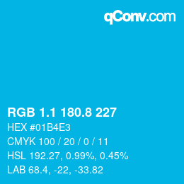 カラーコード: RGB 1.1 180.8 227 | qconv.com