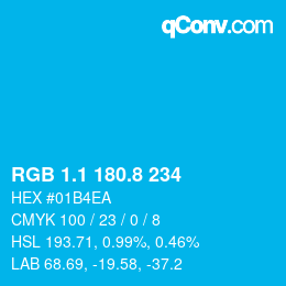 カラーコード: RGB 1.1 180.8 234 | qconv.com