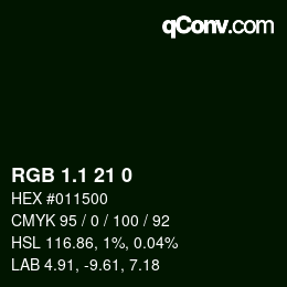 カラーコード: RGB 1.1 21 0 | qconv.com